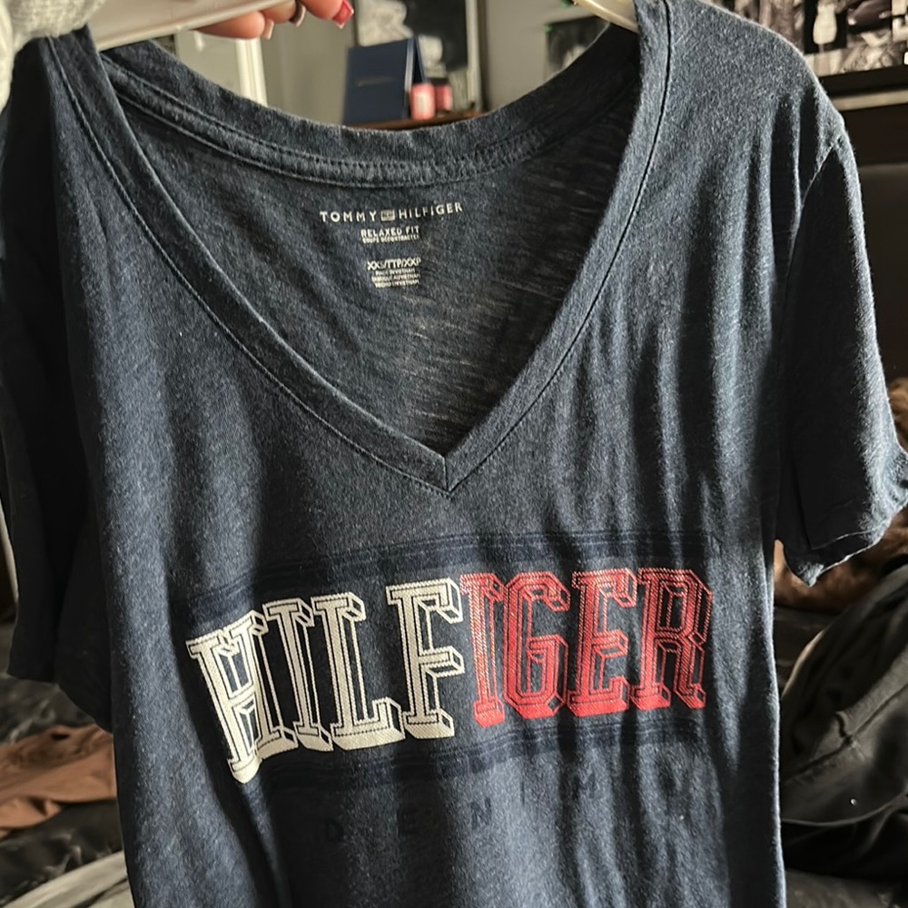 Tommy Hilfiger Denim Blue V-Neck Tee
